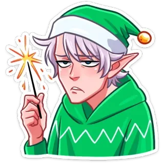 🥳 elfo, natale, stellina, vacanze, cartone animato, adesivo telegram sticker