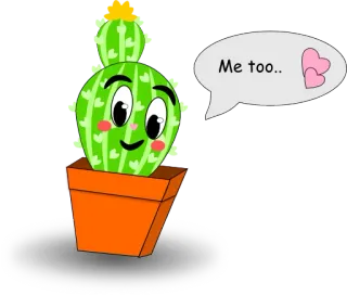 ❤️ Me too.. кактус, растение, милый, каваий, любовь, сердечки whatsapp sticker