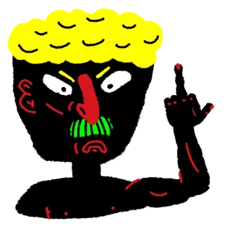 🖕 dito medio, offensivo, cartone animato, rabbia, maleducato, gesto telegram sticker