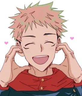 💖 Yuji Itadori Jujutsu Kaisen Anime, Manga, Yuji Itadori, Jujutsu Kaisen, Cartoon, Charakter, Lächeln whatsapp sticker