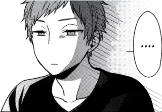 😑 .... manga, anime, thinking, expression, cartoon telegram sticker
