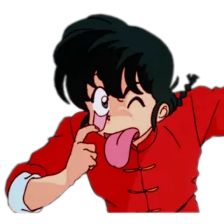 😜 Ranma Saotome Ranma ½ anime, manga, tongue, funny, childish telegram sticker