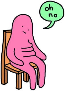 🤢 oh no personaje, blob, sentado, dibujos animados, silla telegram sticker