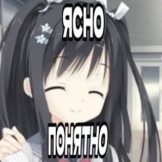 😐 ЯСНО
ПОНЯТНО anime, girl, clear, understood, meme, expression telegram sticker