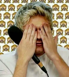 🙈 Persona, Micrófono, Ojos cubiertos, Fondo emoji telegram sticker