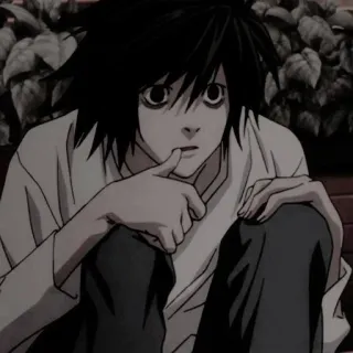🌟 L Death Note anime, L, death note, detective, character telegram sticker