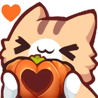 🎃 แมว, ฟักทอง, ฮาโลวีน, น่ารัก, สีส้ม, หัวใจ telegram sticker