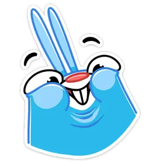 ☺️ Cartoon, Konijn, Konijntje, Blauw, Grappig, Sticker telegram sticker