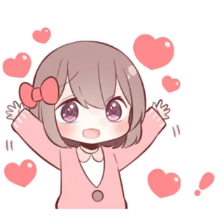 🥳 anime, cute, hearts, cartoon, girl, kawaii telegram sticker