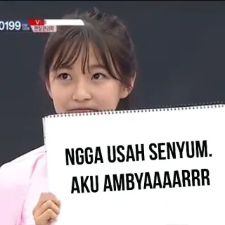 💭 NGGA USAH SENYUM.
AKU AMBYAAAARRR Meme, Ekspresi, Teks, Lucu telegram sticker
