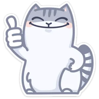 👍 gato, joinha, fofo, animal, adesivo, positivo, ilustração whatsapp sticker