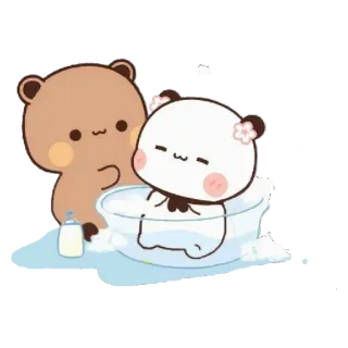 🛁 หมี, น่ารัก, สัตว์, แพนด้า, การ์ตูน telegram sticker