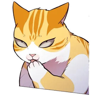 😼 kucing, kucing oren, binatang, menjilat kaki, kartun, hewan peliharaan telegram sticker