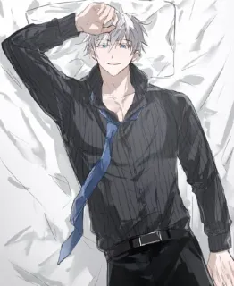 🙂 anime, male, lying down, man, handsome whatsapp sticker