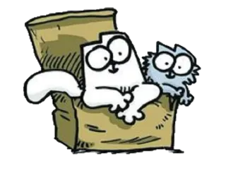 😌 cat, box, cartoon, animal, pet whatsapp sticker