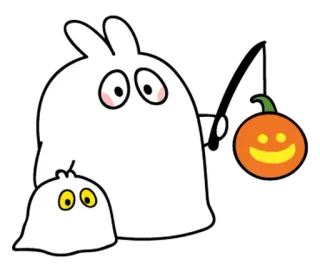 👻 duch, królik, halloween, dynia, kreskówka, słodkie, świąteczny telegram sticker