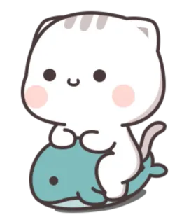 🙂 kot, wieloryb, słodki, kreskówka, zwierzę, naklejka telegram sticker