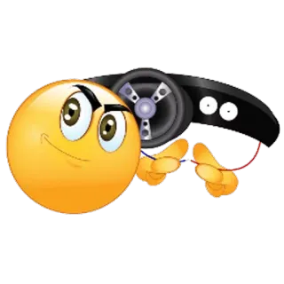 😑 Emoji, Lenkrad, Fahren, Grinsen, Fahrzeug telegram sticker