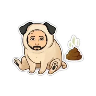 😐 chó, chó pug, động vật, biểu tượng cảm xúc, hoạt hình, chân dung, người đàn ông telegram sticker