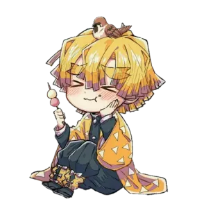 🍡 Zenitsu Agatsuma Demon Slayer Anime, Zenitsu, Demon Slayer, Carino, Chibi, Manga, Personaggio telegram sticker
