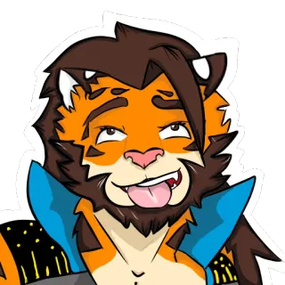 😛 tigre, desenho animado, engraçado, animal, fofo, adesivo, peludo, língua whatsapp sticker