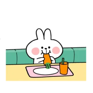 🤤 lapin, animal, carotte, mignon, nourriture, dessin animé whatsapp sticker