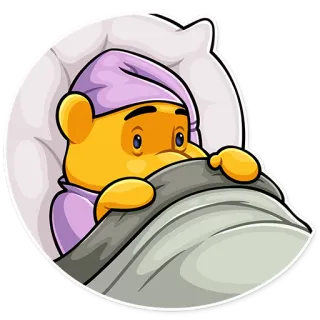 🥶 Winnie the Pooh Винни Пух, Сон, Кровать, Мультфильм, Персонаж, Подушка telegram sticker