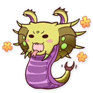😁 monstre, mignon, autocollant, dessin animé, fleurs, serpent telegram sticker