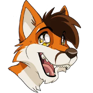 😃 лиса, мультик, фурри, аниме, животное, персонаж, иллюстрация telegram sticker