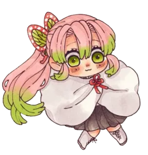 💖 Mitsuri Kanroji Demon Slayer 动漫, Q版, 鬼灭之刃, 甘露寺蜜璃, 可爱 whatsapp sticker