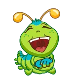 😅 卡通, 毛毛虫, 快乐, 昆虫, 绿色, 可爱, 微笑 whatsapp sticker
