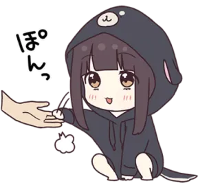 🌩 ぽんっ Anime, Niedlich, Chibi, Mädchen, Hoodie telegram sticker