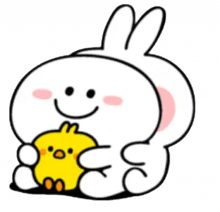 🤗 かわいい, うさぎ, ニワトリ, 漫画, 動物, カワイイ telegram sticker