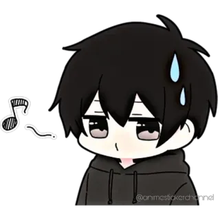 😅 anime, boy, sweat, music note whatsapp sticker