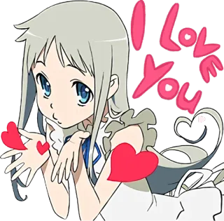 😘 I Love You Anime, Chica, Corazones, Amor, Lindo, Beso, Beso volado telegram sticker