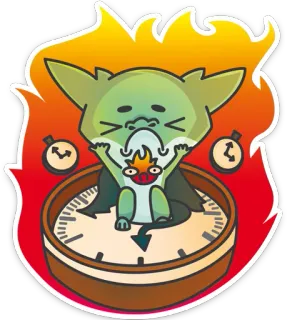 ⏰ monster, clock, fire, demon, cartoon, sticker, time whatsapp sticker