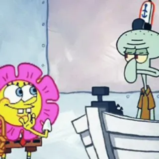 ➰ Spongebob Squarepants spongebob, cartoon, flower, squidward telegram sticker