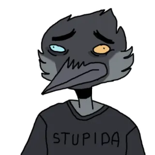 😔 STUPIDA Cartone animato, Uccello, Stupida, Grigio, Triste, Insulto telegram sticker