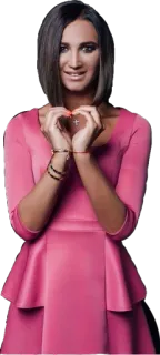 ♥ женщина, розовое платье, жест сердца, портрет telegram sticker