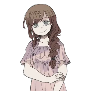 🙂 fille, robe, dessin animé, personnage, tresse, femme telegram sticker