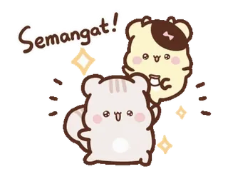 โจ Semangat! Cartone animato, Carino, Motivazionale, Animale, Adesivo, Positivo whatsapp sticker