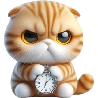 🕰 mèo, mèo con, đồng hồ, dễ thương, tức giận, thú cưng, động vật, mèo telegram sticker