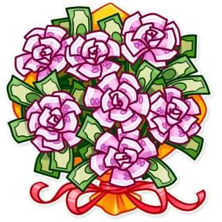 💐 argent, rose, fleur, bouquet, espèces telegram sticker