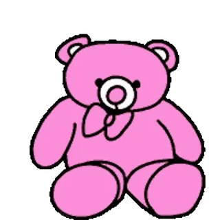 ❤️ Nounours, Rose, Jouet, Mignon, Nœud, Dessin animé, Animal telegram sticker