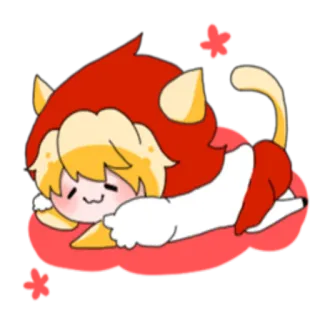 😌 kawaii, mignon, animé, chat, sommeil, dessin animé telegram sticker