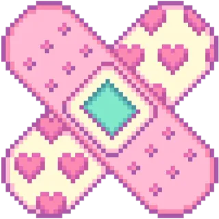 🩹 băng dán, trái tim, hồng, dễ thương, kawaii, pixel art telegram sticker