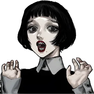 😳 хоррор, страшный, жуткий, портрет, искусство, иллюстрация telegram sticker