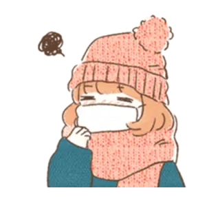 😷 dziewczyna, zima, szalik, czapka, zimno, kawaii, maska telegram sticker