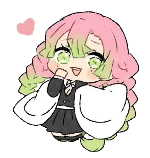 💖 Mitsuri Kanroji Demon Slayer 动漫, 鬼灭之刃, 蜜璃, 甘露寺, 可爱 whatsapp sticker