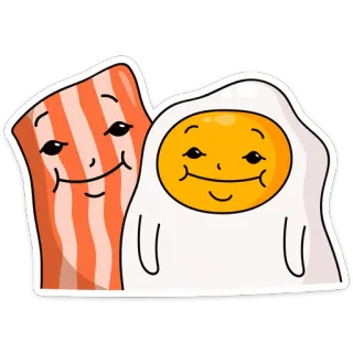 😐 Essen, Frühstück, Speck, Ei, Cartoon, süß telegram sticker